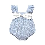 Ochine　夏　ベビー服　ノースリーブロンパース　Hネック　コットン　蝶結び付き　ストライプ柄　女の子　カバーオール　出産祝い　0-3歳設定