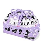 COLORFUL CANDY STYLE お弁当袋 女の子 巾着 中 子供 おしゃれ かわいい マチ付き ピアノの上で踊る黒猫ワルツ(ピンク) N3460200