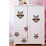 ufengke Cute Cartoon Owl Personalizedファッション壁飾り、子供の部屋保育園取り外し可能な壁のステッカー壁画 ブラウン UF-WL1280B