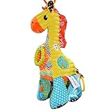 キリン、音楽のベビーカーのおもちゃを引っ張る