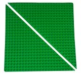 Premium 15.5' x 15.5' Double Sided Right Isosceles Triangle Baseplate Mat 2 Pack - Green Roll Up Bas
