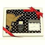 出産祝い メッセージのしを付けて 人気 ギフト 0~4才赤ちゃんスタイ２枚・おむつマット＆ポーチ４点/チョコドット