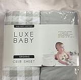 LUXE Fitted Crib Sheet Set in Grey Gingham! Exclusive Design in Ultra Soft Cotton - Fits All Baby Cr