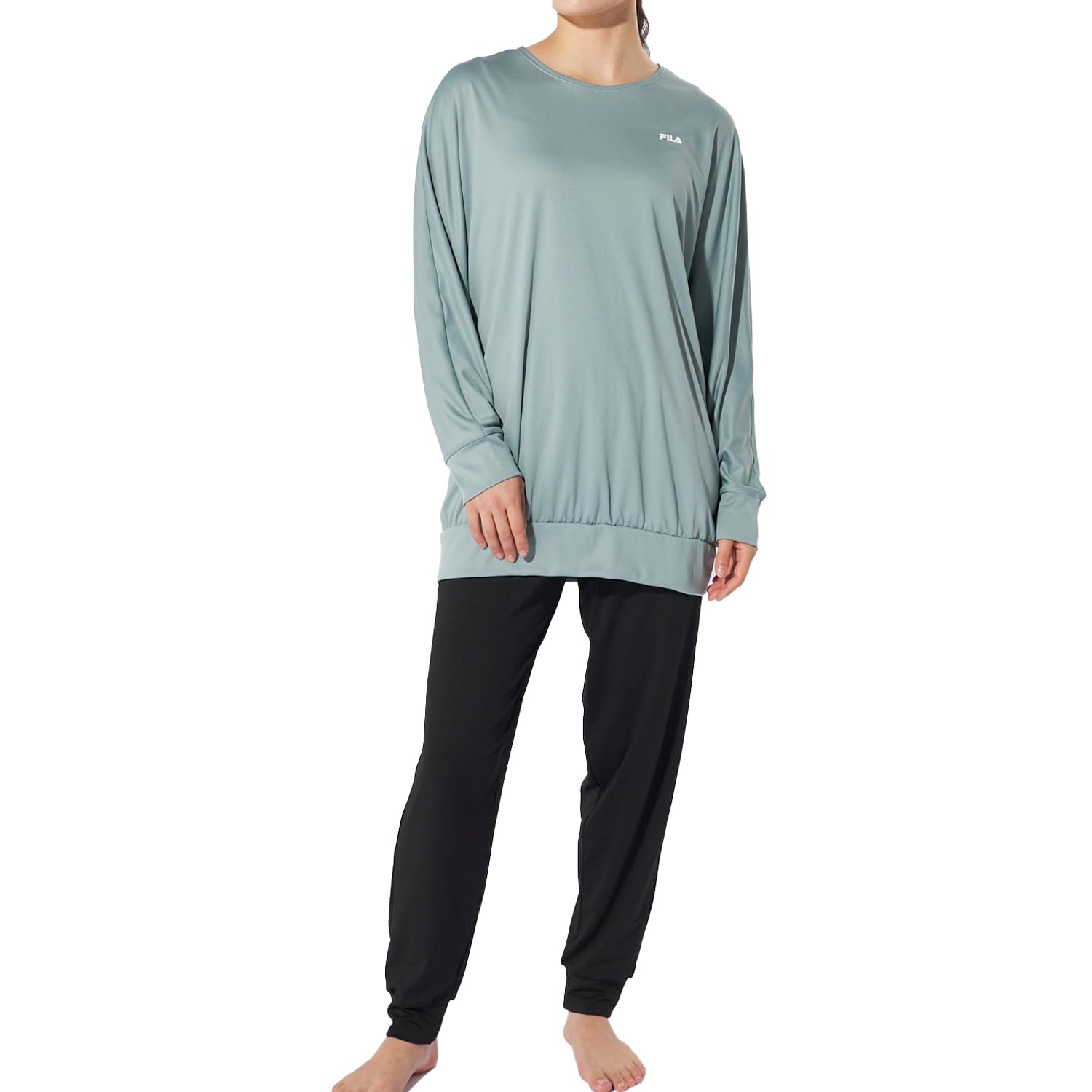 【スマイルSale】【63%OFF】【1,854円】 FILA レディース 水陸両用フィットネスウェア上下セット 長袖Tシャツ+イージーパンツ