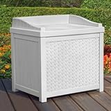 Suncast SSW1200W White Wicker 22-Gallon Storage Seat [並行輸入品]
