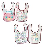 食事エプロン 4枚組　女の子 くま柄＆花柄プリンセス [並行輸入品]