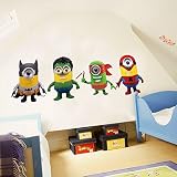 Fangeplus(TM) DIY Removable Minions Despicable Me Super Hero Cartoon Art Mural Vinyl Waterproof Wall