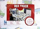 Red Truck Boys Bedding 4 Piece Full Sheet Set Construction Vehicles Dump Trucks Back Hoes Bulldozers