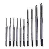 10ピースミニタップダイスセットねじ六角シャンク手タップhssネジスパイラルスレッドm1 m1.2 m1.4 m1.6 m1.7 m1.8 m2 2.5 m3 3.5