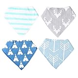 Pretty See 可愛いよだれかけ ベビービブ 三角ビブ スタイビブ 綿100% ２層タイプ サイズ調整可能 柔らかい肌触り 出産祝いに最適 ４枚セット (A)