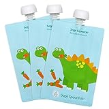 Sage Spoonfuls 3 Piece Squeeze Dinosaur Reusable Food Pouch by Sage Spoonfuls