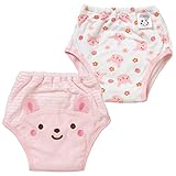 西松屋 [EFD] 2枚組6層タイプトレーニングパンツ（ウサギ顔総柄・ボーダー） 【80cm・90cm・95cm・100cm】　100