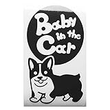 ブラック（黒） 犬 コーギー 走る Baby in the car ベビー イン ザ カー ベビーインカー ステッカー 窓ガラス用シールタイプ 車 戌 干...