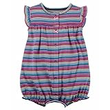 カーターズ（Carter's）女の子用紺マルチボーダー水玉ハート付き前開き 半袖クリーパー (12months(72-78cm)) [並行輸入品]