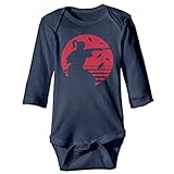 Sasa85 日本 川 夕日 剣道 忍者 浪人 アイコン 長袖ボディースーツ ベビー服 ロンパース プレゼント パーファクト ライトブルー 12 Months