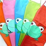 Beito Beito エプロン 絵画スモック 可愛い カエル 子供用 絵画用 食事 お絵かき 泥遊び 防水 防汚 服が汚れない ランダム色 3pcs