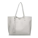 (ガラーボ) GALARVO レザーバッグ バッグ トートバッグ レディース 大容量 合皮 通勤 通学 学校 マザーズバッグ (グレー)