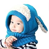 Sunroyalベビーキッズ暖かい冬帽子クロシェニットキャップスカーフキュートBeanies ブルー