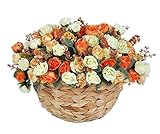 バスケットローズオレンジとバスケットシルクの花ハンギング造花