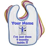 I've Just Done 9 Months Inside Personalised Baby Bib (Blue, Pink, Yellow or White) by BabySmiles