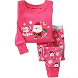 COCO1YA(ココイチヤ) クリスマス サンタ 衣装 ルームウェア キッズ　長袖パジャマ 幼児服 ベビー服 キッズ服 女の子 あったか 保温 保育園 プレゼント 二点セット ピンク