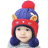 [lunar.maria] キッズ ベビー 子供 赤ちゃん 帽子 ニット帽 猫耳 ニットキャップ 防寒 保温 防風 ポンポン 耳あて 付き 耳の保護