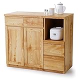 LOWYA （ロウヤ） キッチンカウンター レンジ台 熱・湿気がこもりにくい モイス加工 引き出し 可動棚 ロータイプ リアル木目 国産 幅105cm ナチュラル おしゃれ 新生活