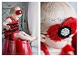 ロンパース＆ヴィンテージヘッドドレス☆てんとう虫のレッド＆ブラック　newborn-4T(50-110)【２点セット】