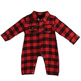Domybest 子供服 カバーオール ロンパース シャツ 紳士服 ベビー服 長袖 男の子 0-2歳 格子柄 かわいい 幼稚園 普段着 部屋着