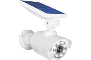センサーライト 屋外 ソーラー 人感センサー 防犯カメラ型 ダミーカメラ 赤光威嚇 IP66防水防塵 電源配線不要 太陽光充電 自動夜間点灯 人感検知 8LED 800ルーメン360°角度調節可能 屋外照明 防災 ガーデン 壁掛け庭先 玄関周りなど対