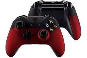 eXtremeRate Xbox One（モデル1708）対応用バックパネル交換フェイスプレート(ピュアカラー)、Xbox One X＆S対応用フロントハウジングシェルとサイドレールハンドル【スカーレッドとブラックのグラデーションカラー】