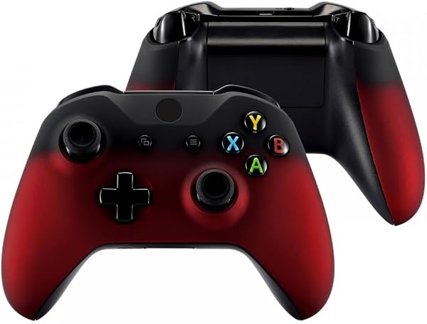 eXtremeRate Xbox One(モデル1708)対応用バックパネル交換フェイスプレート(ピュアカラー)、Xbox One X&S対応用フロントハウジングシェルとサイドレールハンドル【スカーレッドとブラックのグラデーションカラー】 - 1