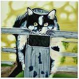 ブラックandホワイト猫装飾セラミック壁アートタイル8 x 8
