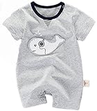 FYXベビー服 パンツ 子供 ロンパース オーバーオールカ　ワイイ　クジラさん　プリント 出産お祝い プレゼント 5９-９０ｃｍ 　ブルー　グレー　２色 (59ｃｍ, グレー)