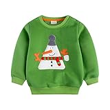 PANCY 子供服 秋冬 長袖 トレーナー 厚手 丸首 肩ボタン 男の子 ベビー服 可愛い 雪だるま 刺繍 グリーン 90cm