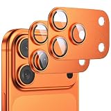 「Actfrain」2枚セットiPhone 17 Pro用 カメラ保護フィルム 【アルミ合金+9H強化ガラス】レンズ全面保護 耐衝撃/擦り傷防止/露出オーバー防止 高透過率 曇りなし 強粘着設計 黒縁デザイン オレンジ