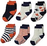 Lovespun Baby-Boys Newborn Fish Solid and Stripe Print 6 Pack Sock Set Assorted 0-6 Months/Petite [並