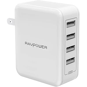 RAVPower USB 充電器 [4ポート/40W/折り畳み式プラグ/急速充電] AC アダプター iPhone/iPad/Android その他のUSB機器対応 RP-PC026 ホワイト