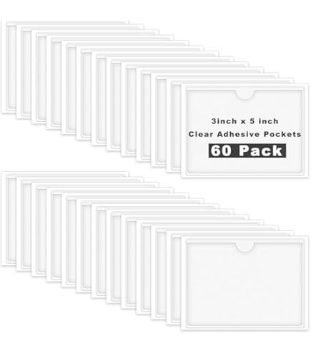 Label Holders Adhesive Shelf Tag 1.2 X 4.3 Inch Clear Shelf Tag Index Card Pockets Plastic Drawers File Cabinet Storage Bins Label Holder For Supermarket Bookshelf Mailbox Business Kitchen (100 Pack - View #6