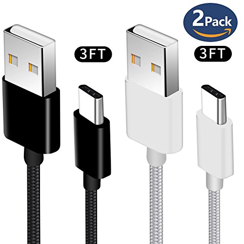 USBタイプCケーブル、2パック3 ftナイロン編みUSB A to USB C充電ケーブル高速充電コードfor Samsung Galaxy s9、s9 Plus、Note 8 s8 Plus、LG g6 V30、HTC 10、NEXUS 5 X/6p、Google Pixel XLの表紙