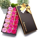 MAYMII 18pcs Flora香りつきBath Soapローズフラワー花Made by Nature Plant Essential Oilセットギフトボックスで、(ピンクブルー、レッド、パープ