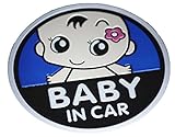 【Cat fight】 baby in car ベビーインカ― 赤ちゃんが乗ってます アルミ 製 ステッカー (ブルー)