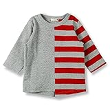 (ブランシェス) branshes ボーダー切替え7分袖Tシャツ 90cm 杢グレー