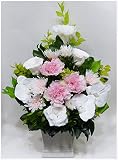 【仏花倶楽部®】のプリザーブドフラワー仏花：B01D7UM9KS　【花器付き】　お悔み用
