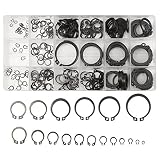 Baban 300 Pcs C-Clips Snap Ring Shop Assortment Black Washer Hardware Circlip Retaining Ring Set For