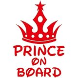 14色 PRINCE ON BOARD プリンス 王子様 ステッカー【BABY IN CAR 男の子 BOY 王冠】 (レッド)