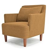 ソファ シングルソファ 北欧風デザイン 木枠ソファ 「バレンティナ 」 一人掛け ( クッション付き 布地タイプ ) キャメル色