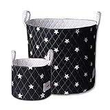 Minene Large & SMall Fabric Storage Basket Set , Organiser, Nursery, Kids,Star Storage Black&WHite S