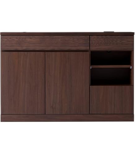 Amazon｜[ベルメゾン] キャビネット フラップ扉 日本製 ダークブラウン