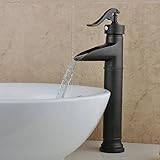 Fuloonヴィンテージスタイル単一制御素朴なバスルーム蛇口、アンティーク銅仕上げバスルームシンク蛇口 ブラック DS-WYYP01